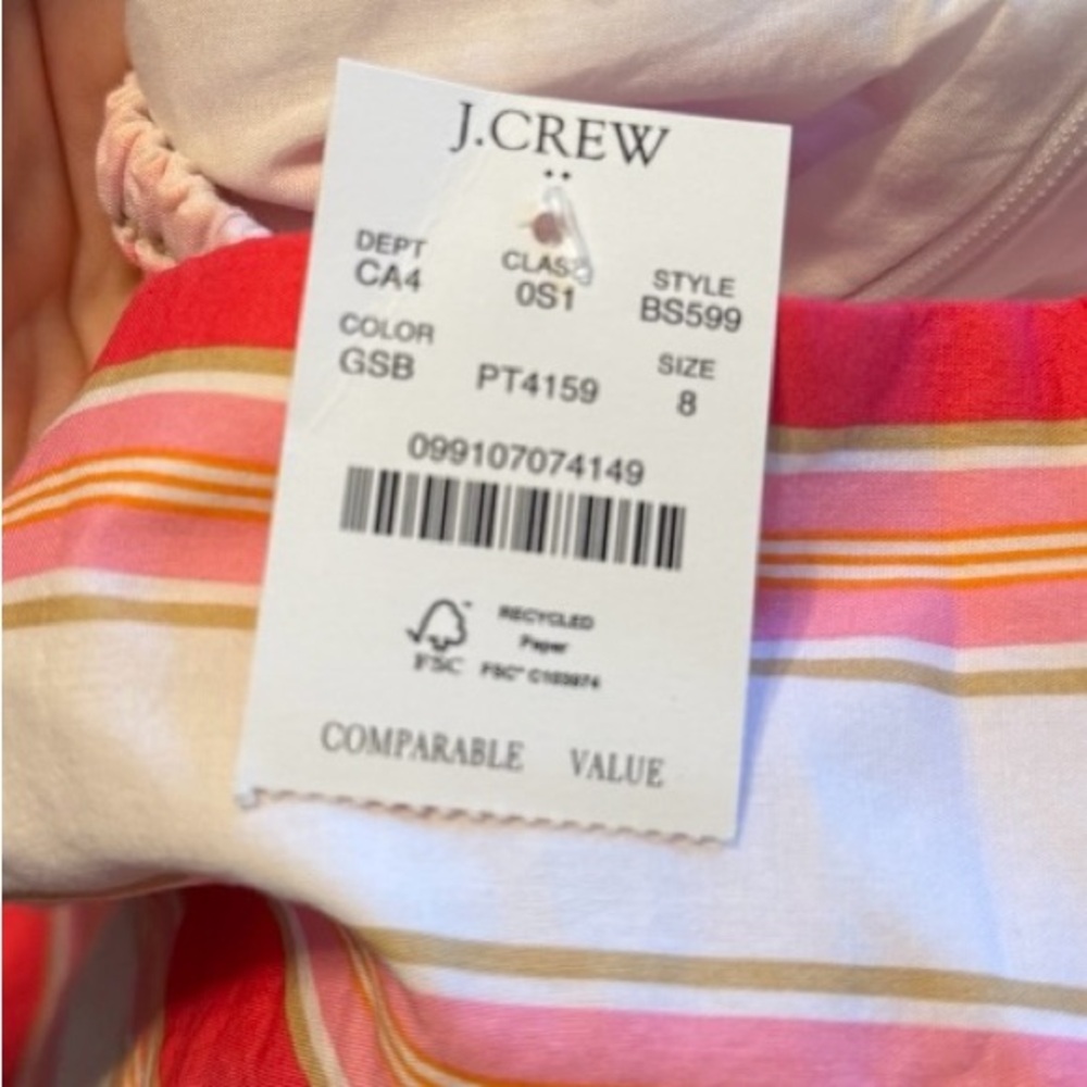 NWT- J-Crew Striped squareneck midi dress. - Picture 5 of 6